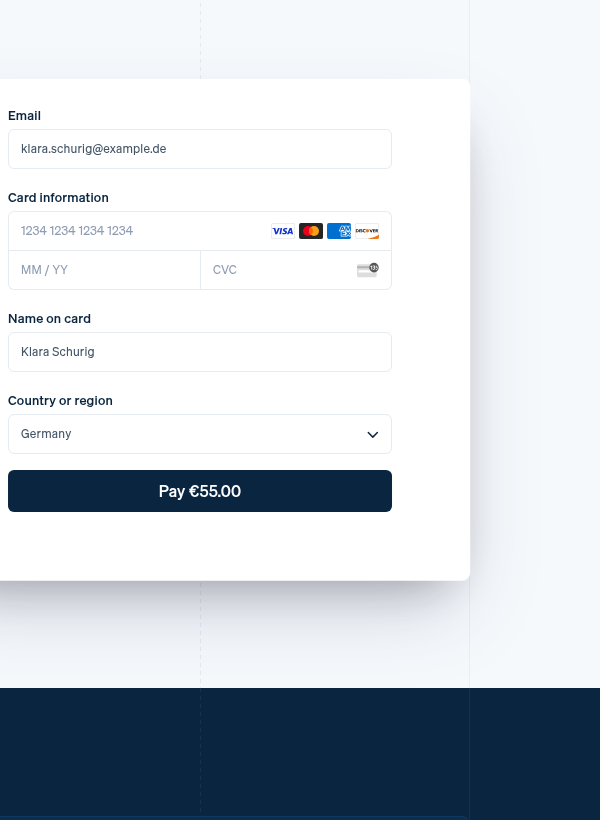 Stripe checkout design mockup